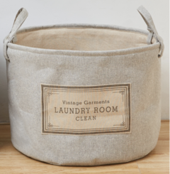 CESTO DE TELA LISA REDONDO - LIGHT GREY