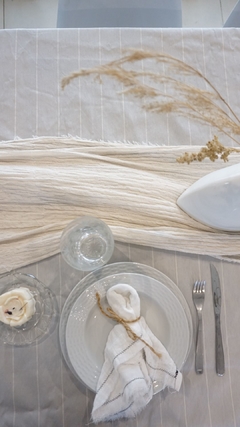 Mantel Tusor RAYADO GRIS PERLA - comprar online