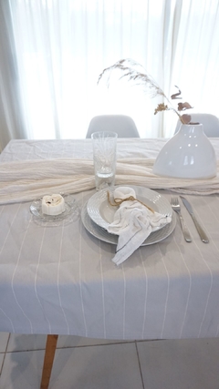 Mantel Tusor RAYADO GRIS PERLA - Ay Que Amor