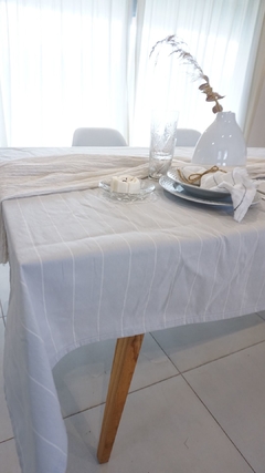 Mantel Tusor RAYADO GRIS PERLA