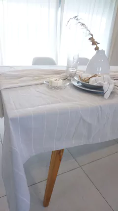 Mantel Tusor RAYADO GRIS PERLA