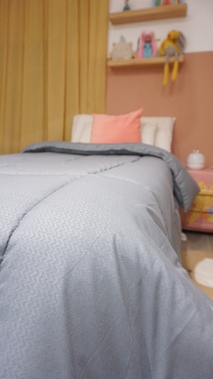 ACOLCHADO TWIN LINEA HOTEL MOD. ESPIGAS - REVERSIBLE GRIS PLOMO - comprar online