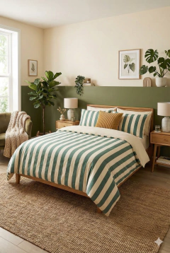Funda de Edredón KING RAYA ANCHA VERDE INGLES/COLOR A ELECCION ) - comprar online