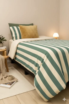 Funda de Edredón 2 plazas y media RAYA ANCHA VERDE INGLES/COLOR A ELECCION) - comprar online