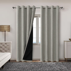 CORTINA LINO DOBLE 100% BLACKOUT ARGOLLAS DE METAL ( INCLUYE 2 PAÑOS) 132x220 (GRIS CLARO) - comprar online