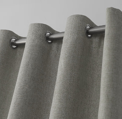 CORTINA LINO DOBLE 100% BLACKOUT ARGOLLAS DE METAL ( INCLUYE 2 PAÑOS) 132x220 (GRIS CLARO) en internet