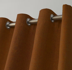 CORTINA LINO DOBLE 100% BLACKOUT ARGOLLAS DE METAL ( INCLUYE 2 PAÑOS) 132x220 (TERRACOTA) en internet