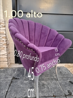SILLON BUTACA PETALO OSTRA Dominique Patas Doradas - tienda online