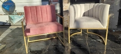 SILLON BUTACA SEMICIRCULAR HIERRO Y PANA - RESPALDO CANOLI en internet