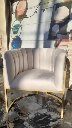 SILLON BUTACA SEMICIRCULAR HIERRO Y PANA - RESPALDO CANOLI