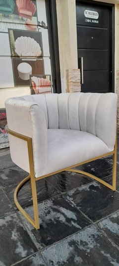 SILLON BUTACA SEMICIRCULAR HIERRO Y PANA - RESPALDO CANOLI - comprar online