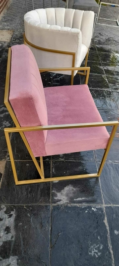 SILLON BUTACA SEMICIRCULAR HIERRO Y PANA - RESPALDO CANOLI - LcMuebles