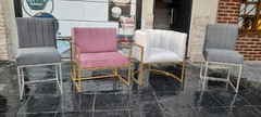 SILLON BUTACA SEMICIRCULAR HIERRO Y PANA - RESPALDO CANOLI - tienda online
