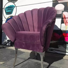 Imagen de SILLON BUTACA PETALO OSTRA Dominique Patas plateadas