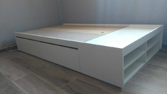 box de cama 1 plaza 4 cajones + estantes - LcMuebles