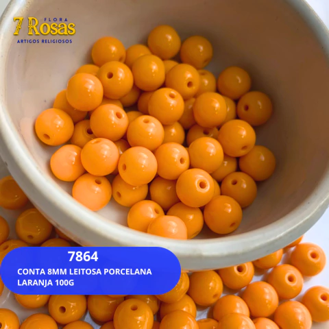 CONTA 8MM LEITOSA PORCELANA LARANJA 100G