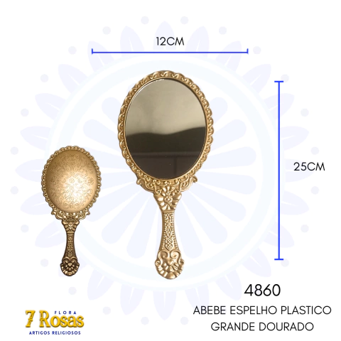 ABEBE ESPELHO PLASTICO GRANDE DOURADO