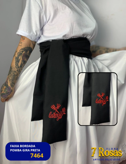 FAIXA BORDADA POMBA GIRA PRETA