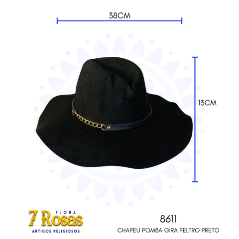 CHAPEU POMBA GIRA FELTRO PRETO