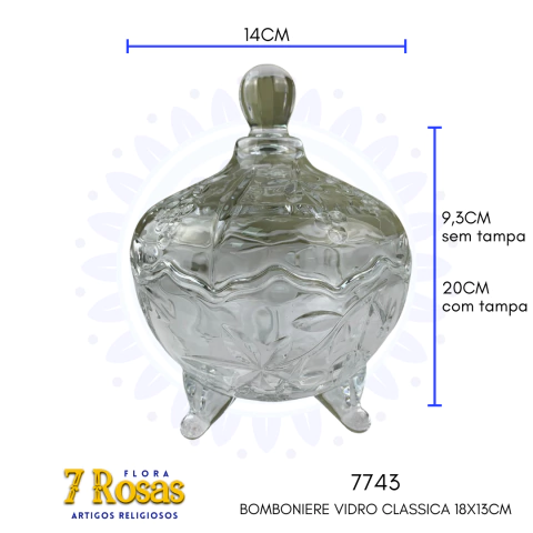 BOMBONIERE VIDRO CLASSICA 18X13CM
