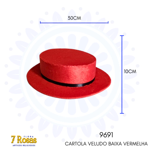 CARTOLA VELUDO BAIXA VERMELHA