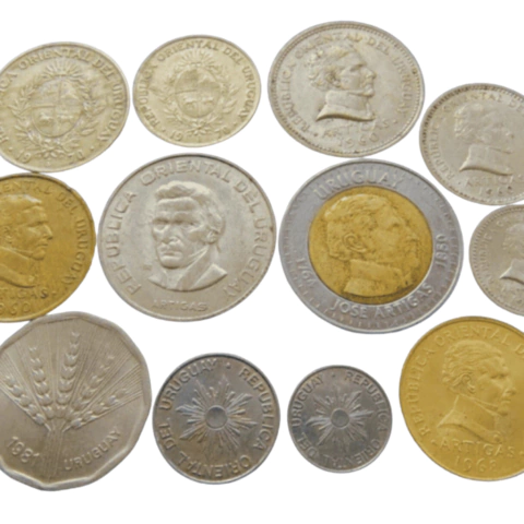 Set com 12 moedas do Uruguai - comprar online