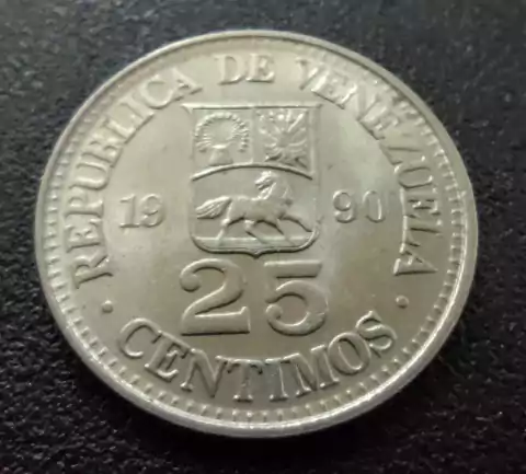25 Cêntimos 1990 Venezuela