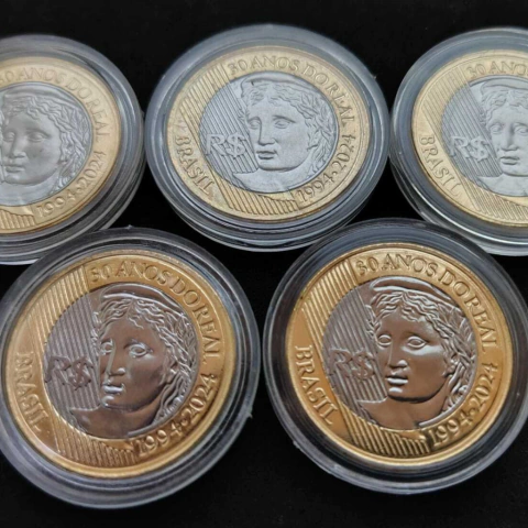 1 Real 2024 - 30 anos do Plano Real - 5 Peças na cápsula