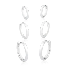 Trio de Argolas Click Lisas Prata na internet