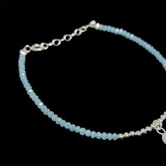 Imagem do Pulseira Olho Grego Silicone Cristais e Bolinha Prata