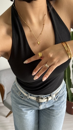 Bracelete Com Círculos Aço Inox Dourado na internet