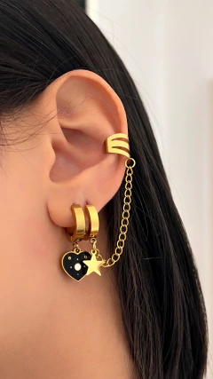 Argola Click Piercing Fake Estrela Aço Inox Dourado Unidade - Acessorita