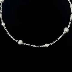 Pulseira Bolinha Média e Pequena Intercalada Prata - loja online