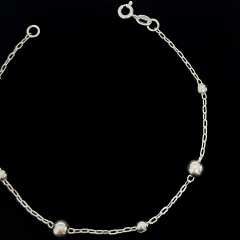 Pulseira Bolinha Média e Pequena Intercalada Prata - Acessorita