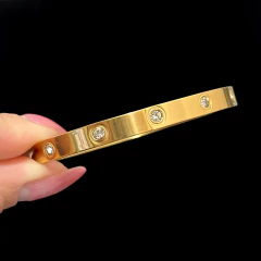 Bracelete Círculos com Zircônia Aço Inox Dourado - Acessorita