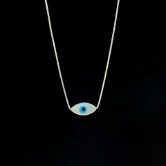 Colar Olho Grego Navete Madrepérola Prata - comprar online