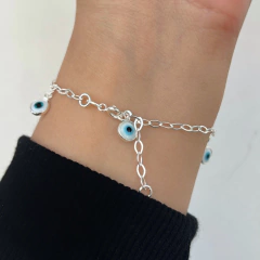 Pulseira Olho Grego Pingente Pendurado Branco Prata na internet