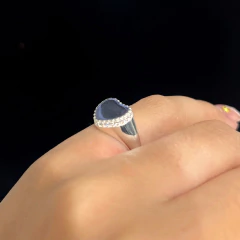 Anel Dedinho Coração Liso e Cravejado Prata - Acessorita