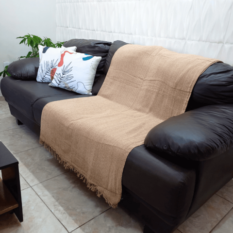 Manta para sofá algodão caramelo 2,00x2,20