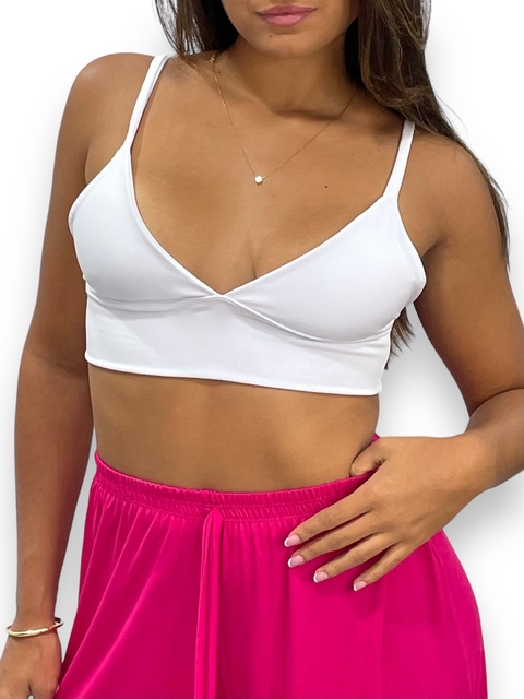 Top Cropped Alcinha Alça Fina Decotado Tecido Duplo Carioca - comprar online