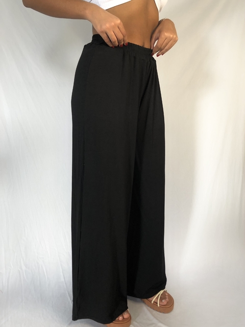 Calça Pantalona Feminina Cintura Alta Sem Fenda Tecido Leve Viscolycra - comprar online