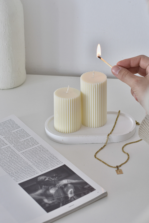 SET REGALO (Velas Pilar + bandeja oval)