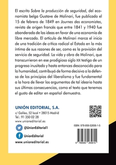 Sobre la producción de seguridad. Gustave De Molinari. - comprar online