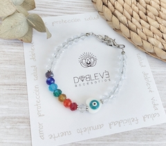 Pulsera AMULETO 7 chakras de cristal con ojo PROTECTOR