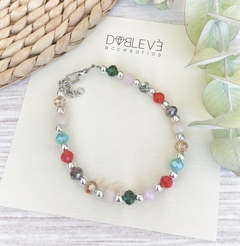 Imagen de Pulsera clásica plateada con cristales