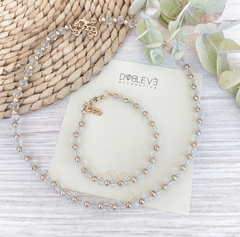 Conjunto clásico dorado con cristales - Doblevé Accesorios