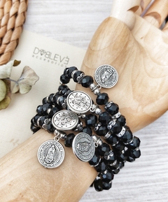 Pulsera amuleto NUESTRA SEÑORA DE GUADALUPE negra plateada - comprar online