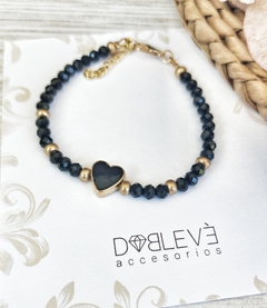 Pulsera Corazón esmaltado negro - comprar online