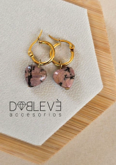 Aros corazón RODONITA - Perdón y sanación del pasado - comprar online