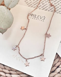 Collar de acero rosado estrellas - comprar online